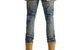 P001 PLAID PAINT REPAIR JEANS MID INDIGO