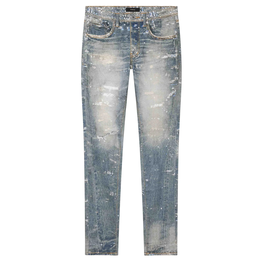 SKINNY SEQUIN LIGHT INDIGO