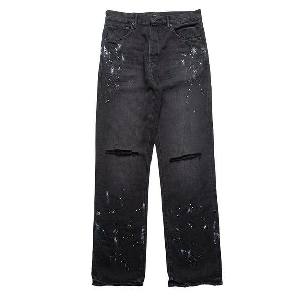 MID RISE STRAIGHT LEG KNEE SLIT PAINT SPLATTERS JEANS