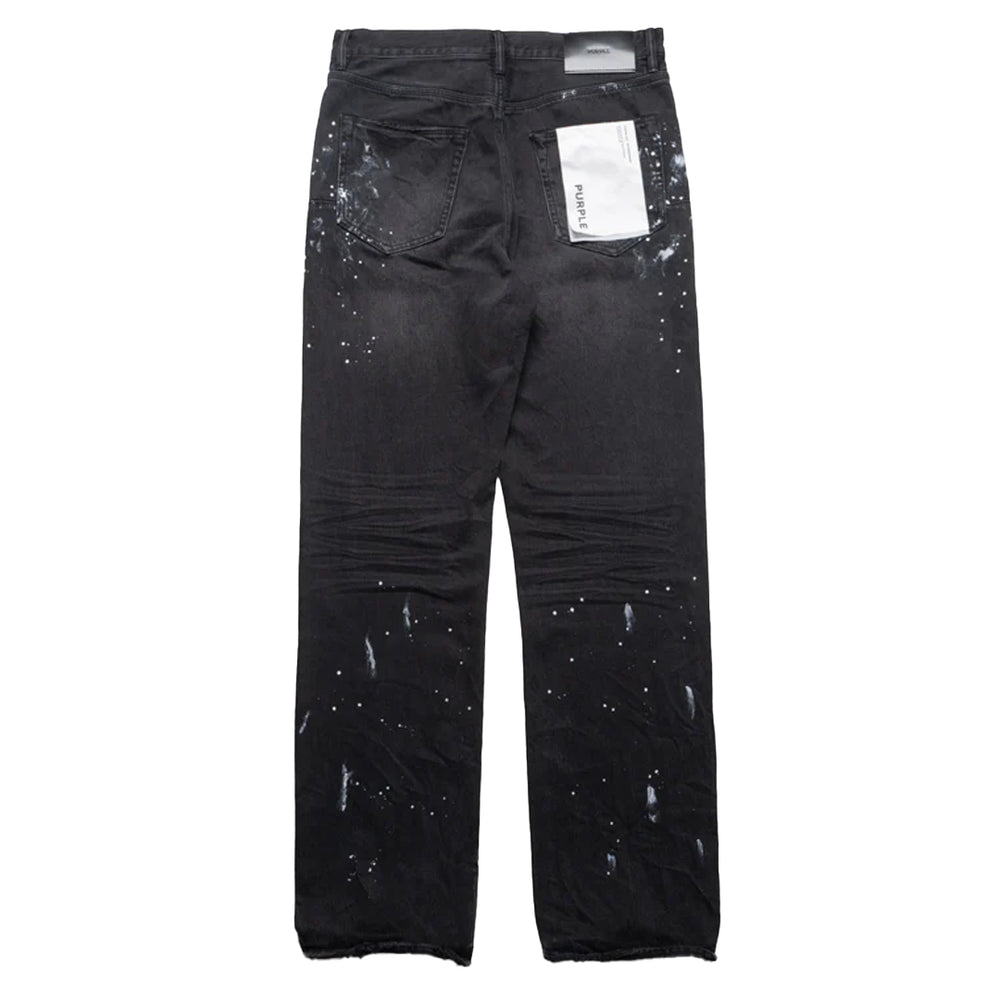 MID RISE STRAIGHT LEG KNEE SLIT PAINT SPLATTERS JEANS