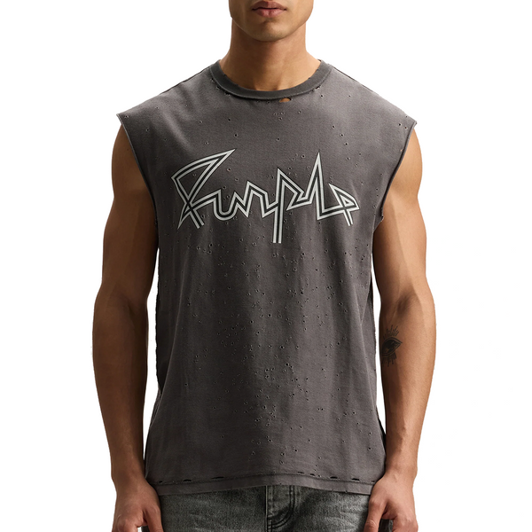 VOLTAGE SCRIPT TANK TOP GRAY