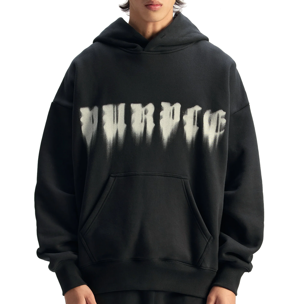 SMUDGED GOTHIC HOODIE BLACK