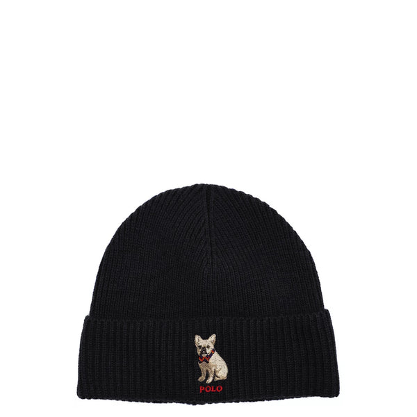 EMBROIDERED FRENCHIE BEANIE BLACK