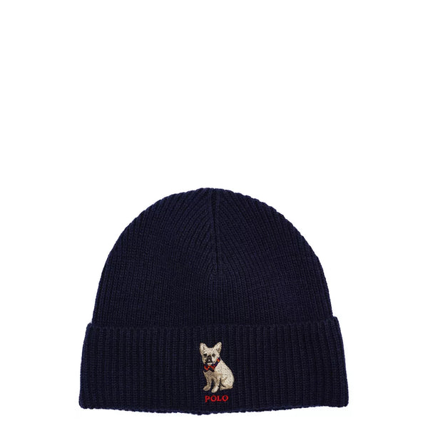 EMBROIDERED FRENCHIE BEANIE NAVY