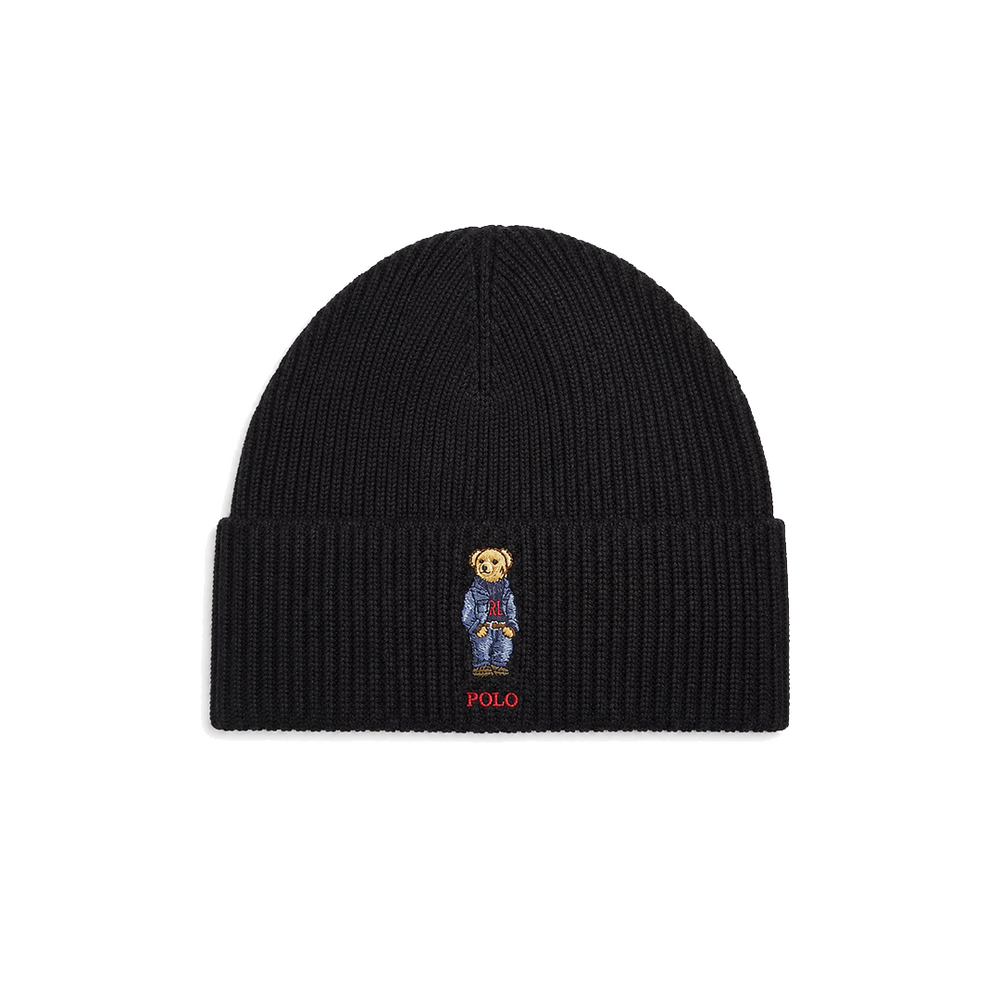 SOLID DENIM BEAR BEANIE BLACK