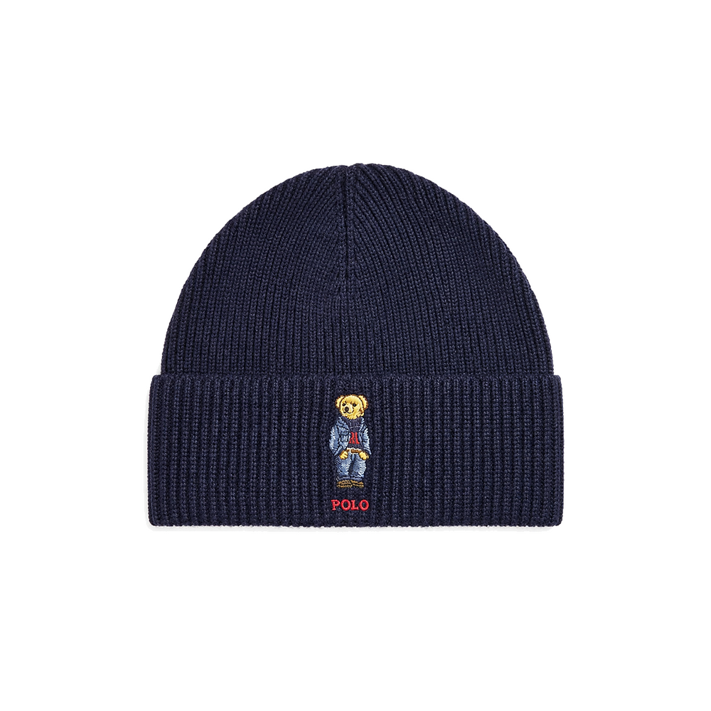 SOLID DENIM BEAR BEANIE NAVY
