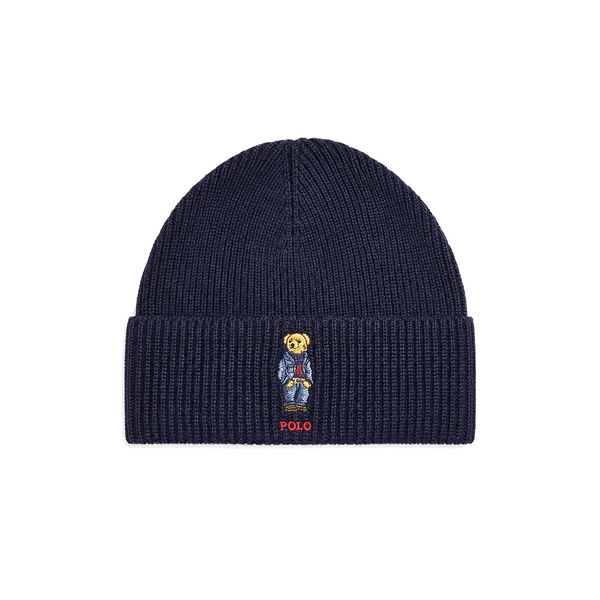 SOLID DENIM BEAR BEANIE NAVY