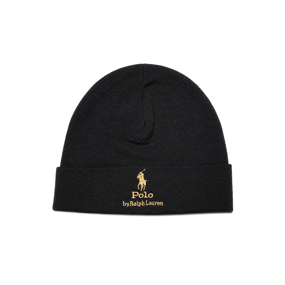 COTTON POLO PONY BEANIE BLACK