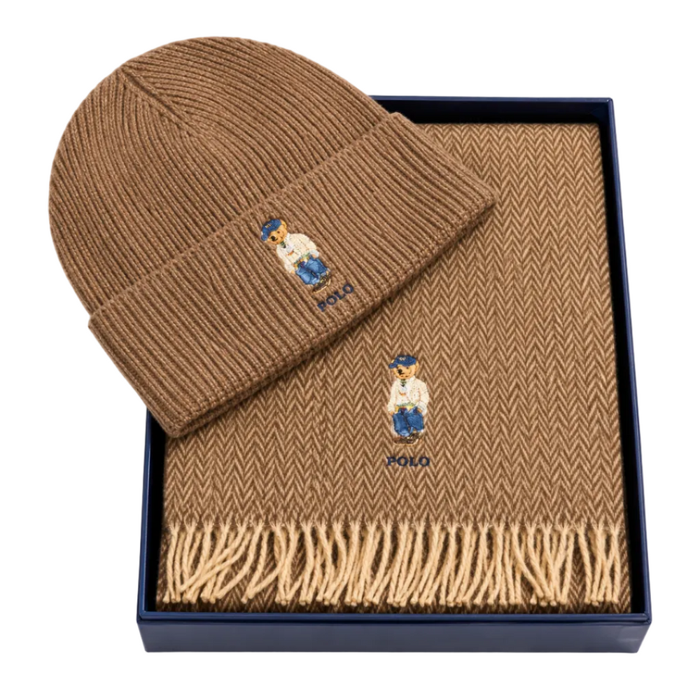 LITCHFIELD BEAR BOXED GIFT SET CARAMEL BROWN