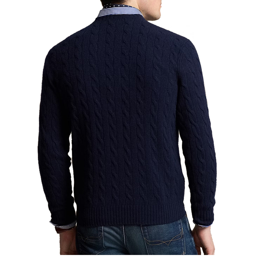 CABLE-KNIT WOOL-CASHMERE SWEATER HUNTER NAVY