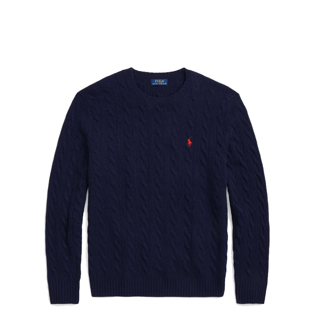 CABLE-KNIT WOOL-CASHMERE SWEATER HUNTER NAVY