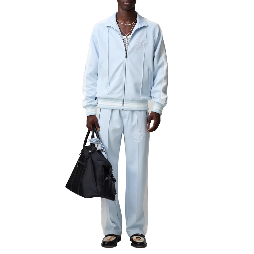 PIN TUCK TRACK PANT BLUE/OFF WHITE