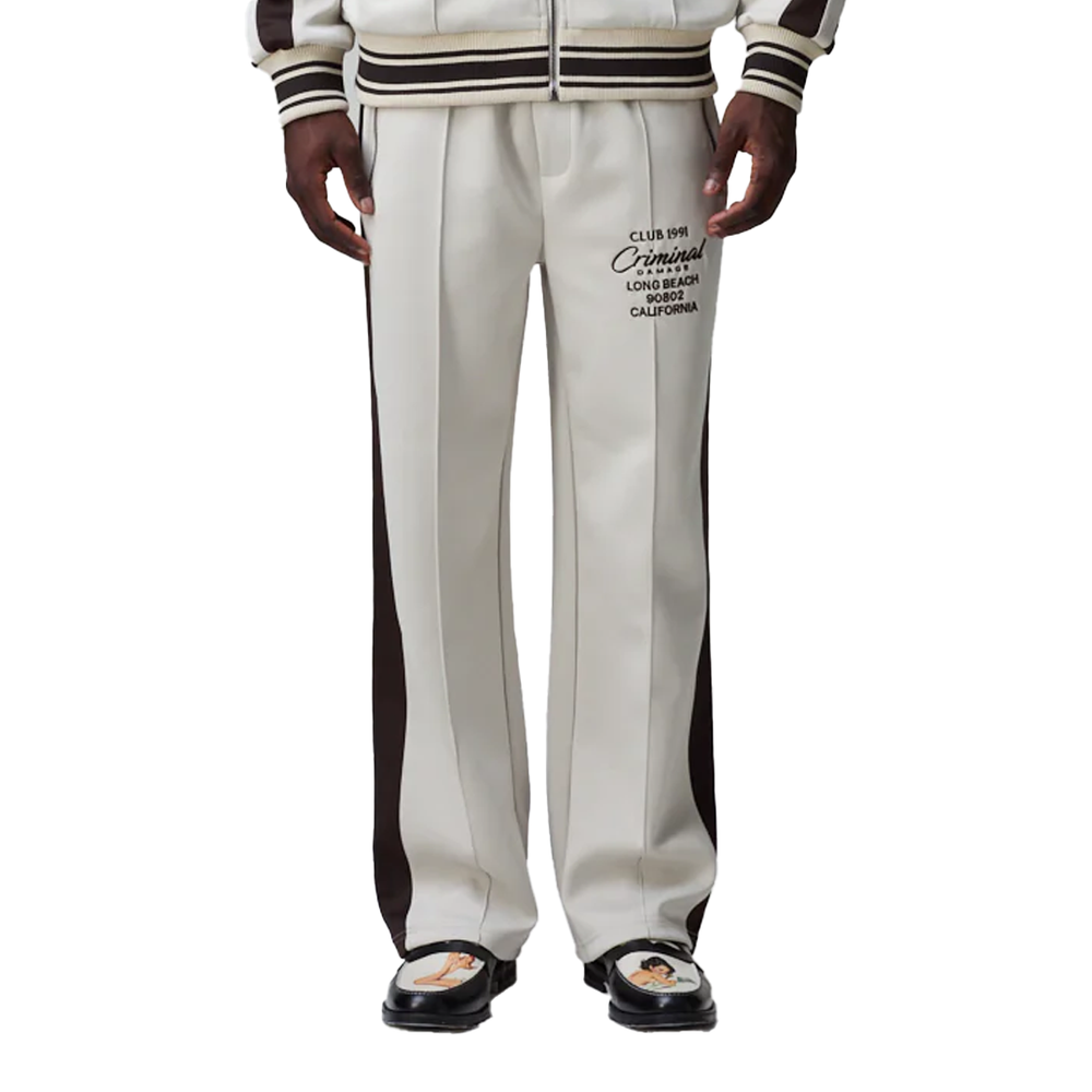 PIN TUCK TRACK PANT STONE/BROWN