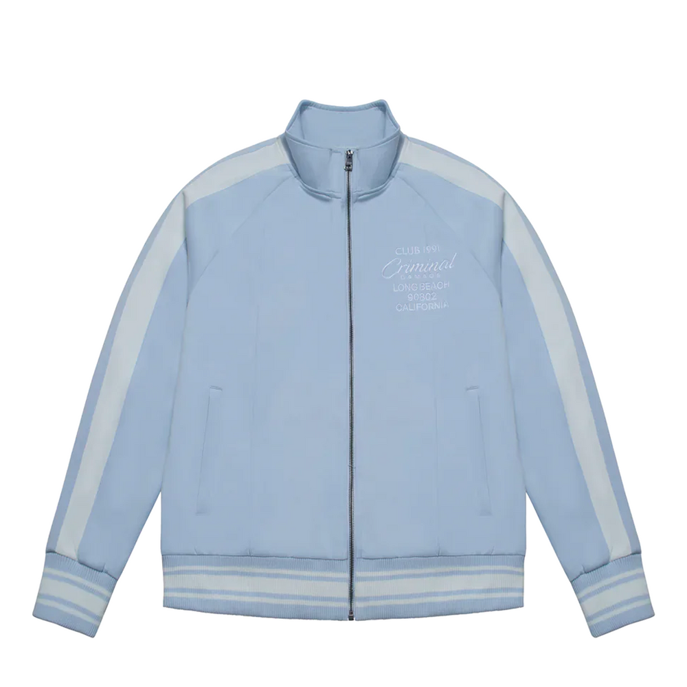 PIN TUCK TRACK TOP BLUE/OFF WHITE