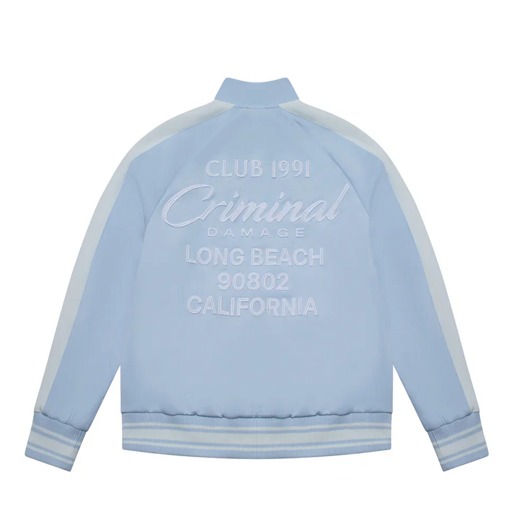 PIN TUCK TRACK TOP BLUE/OFF WHITE