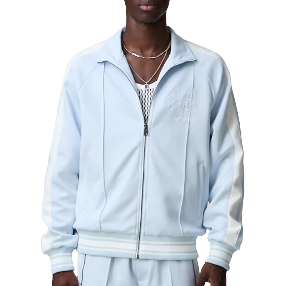 PIN TUCK TRACK TOP BLUE/OFF WHITE