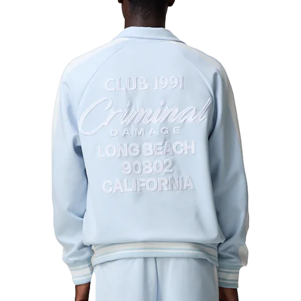 PIN TUCK TRACK TOP BLUE/OFF WHITE