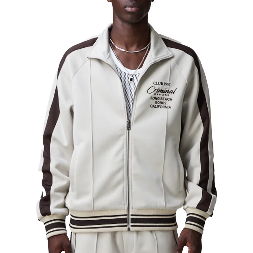 PIN TUCK TRACK TOP STONE/BROWN