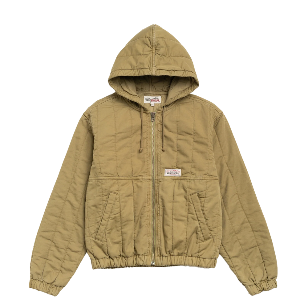 QUILTED CANVAS WORK JACKET OLIVE