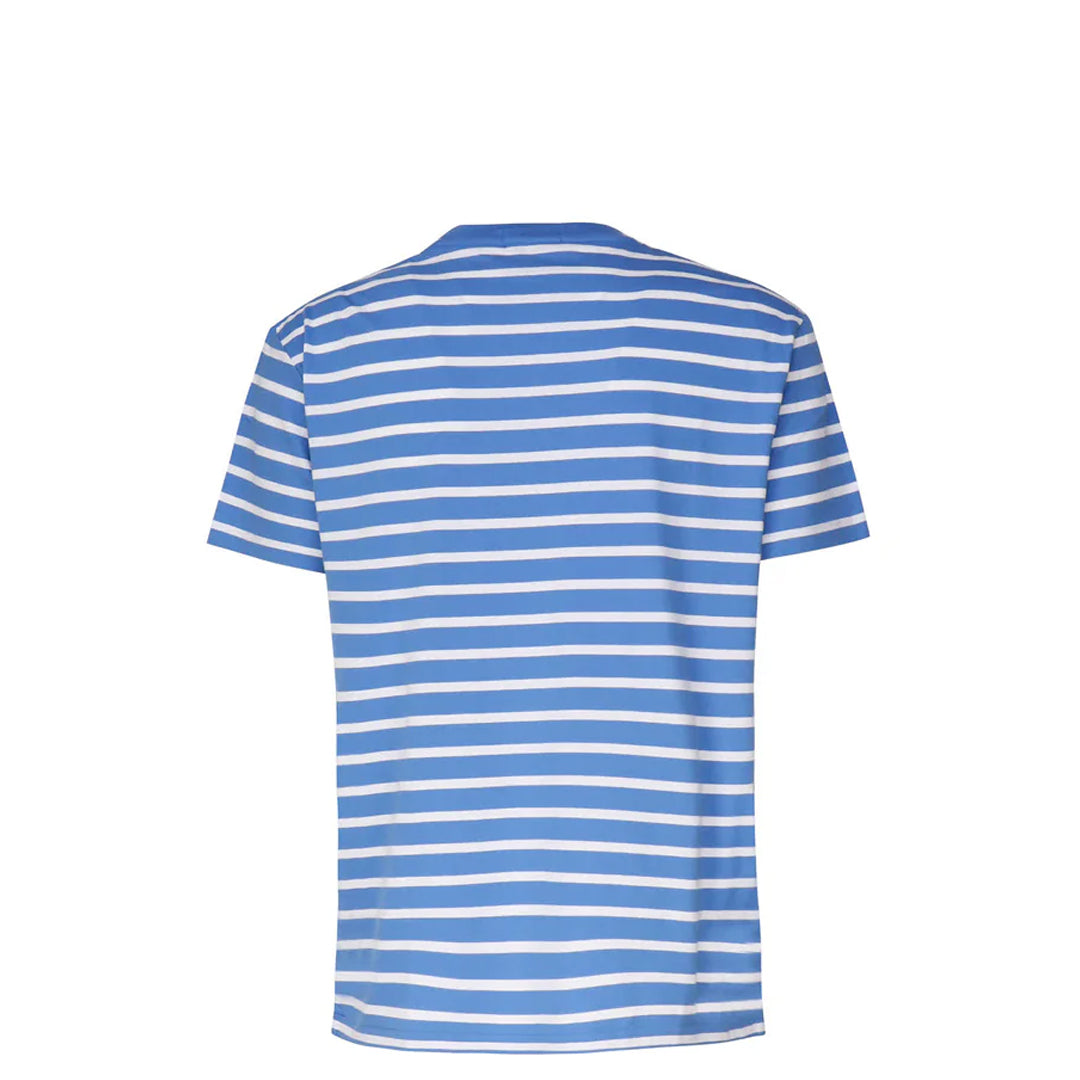 CLASSIC FIT JERSEY CREWNECK T SHIRT STRIPED BLUE