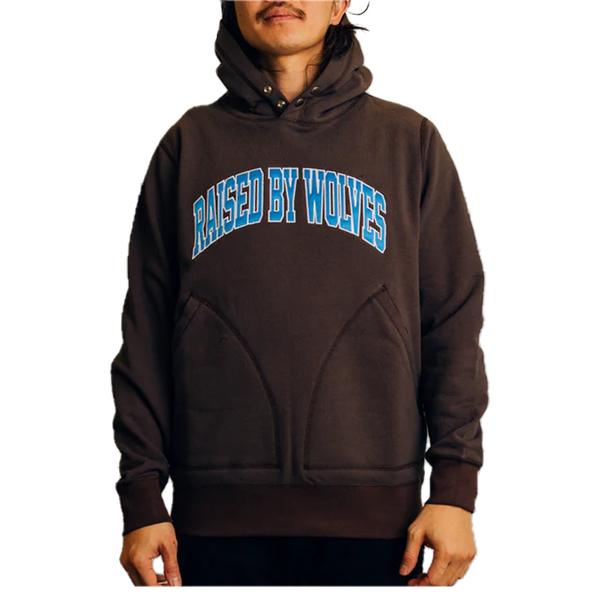 COLLEGIATE TWO POCKET SNAP HOODIE CHOCOLATE