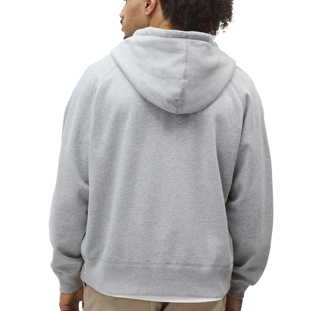 MIDWEIGHT TERRY RELAXED ZIP HOODIE HEATHER GREY