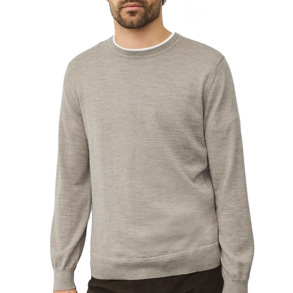 LIGHTWEIGHT MERINO HARRY CREWNECK TAUPE