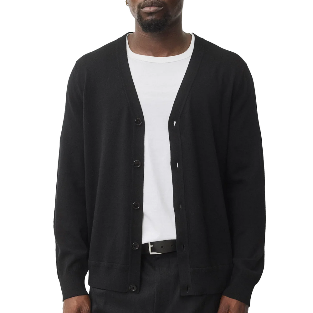 LIGHTWEIGHT MERINO HARRY CARDIGAN BLACK