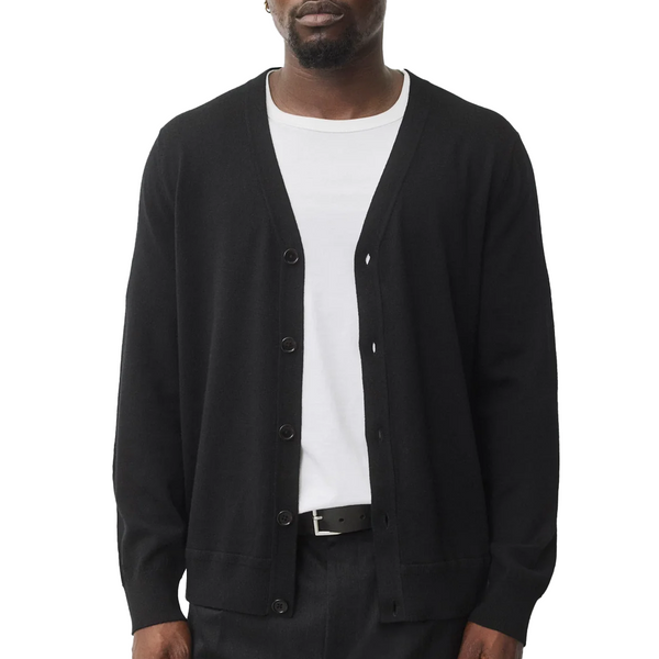 LIGHTWEIGHT MERINO HARRY CARDIGAN BLACK