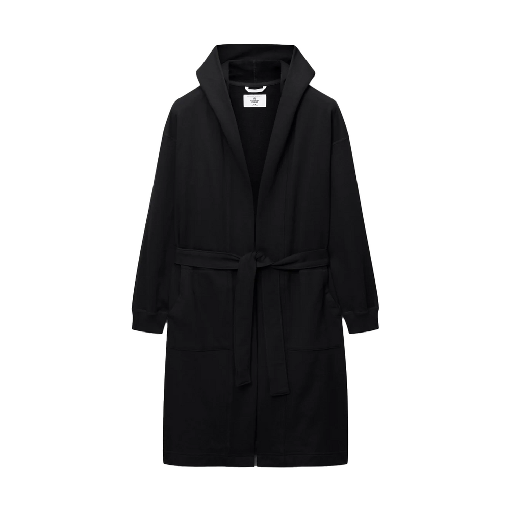 MIDWEIGHT TERRY HOODED ROBE BLACK