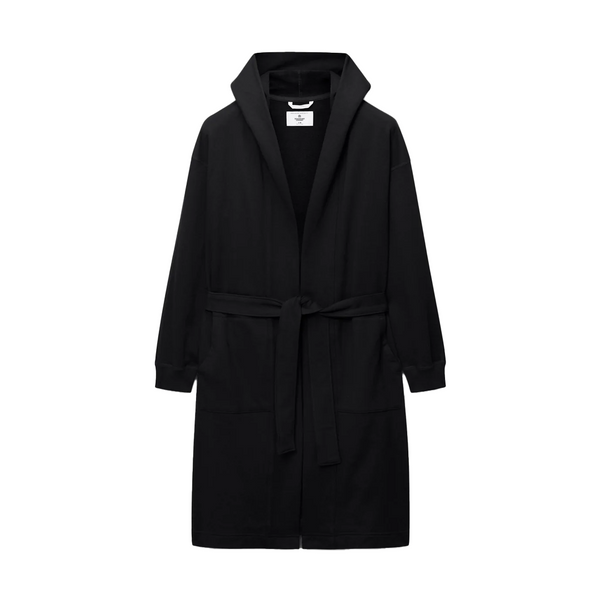 MIDWEIGHT TERRY HOODED ROBE BLACK