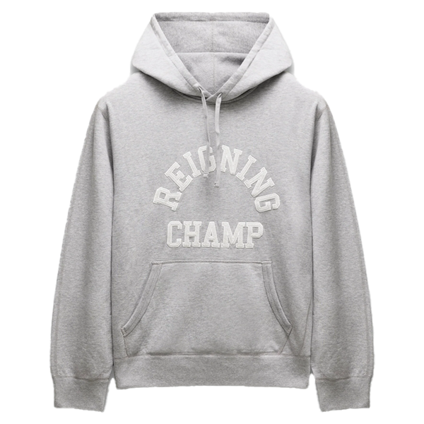 KNIT MIDWEIGHT TERRY ARCH LOGO HOODIE HEATHER GREY