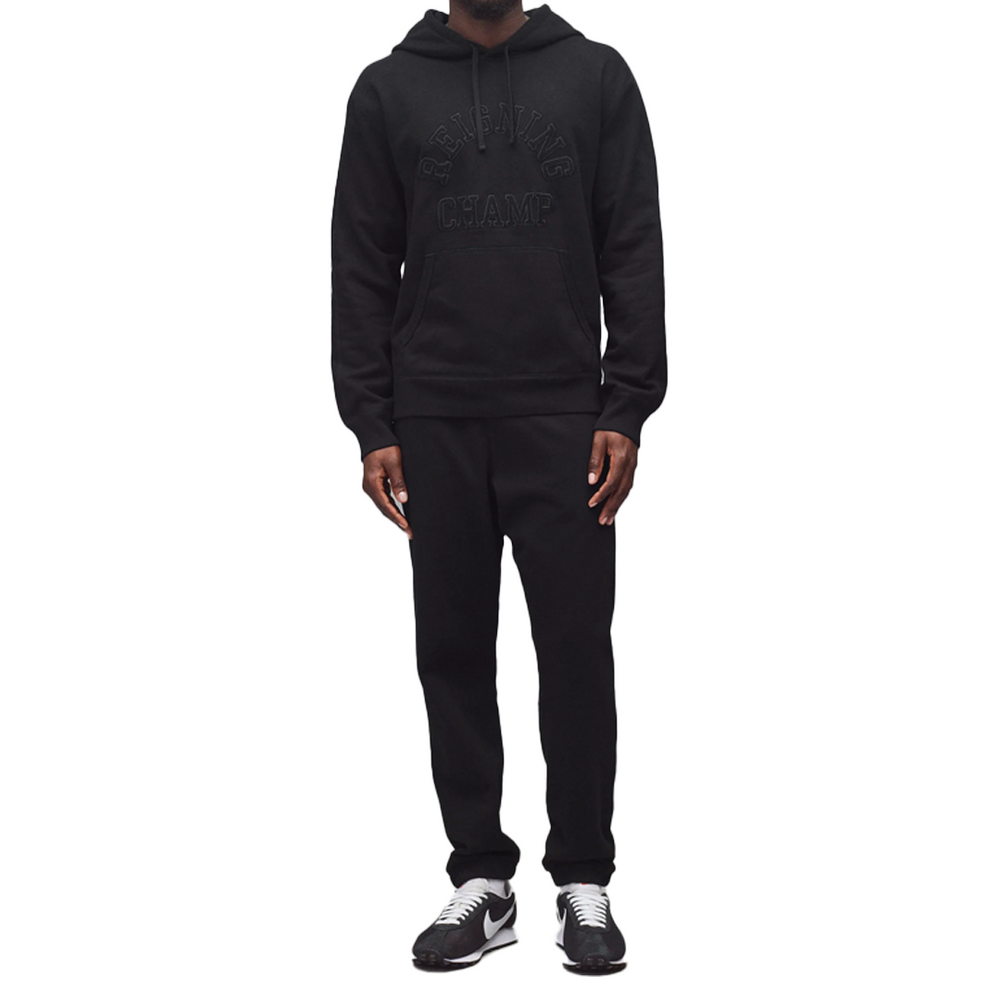 KNIT MIDWEIGHT TERRY ARCH LOGO HOODIE BLACK