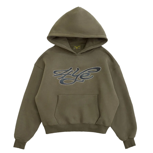 SIGNATURE RHINESTONE HOODIE OLIVE