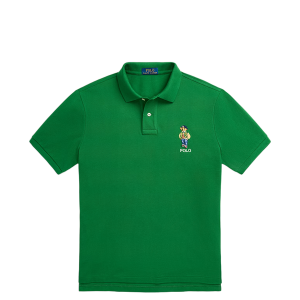 CUSTOM SLIM POLO BEAR MESH SHIRT ATHLETIC GREEN