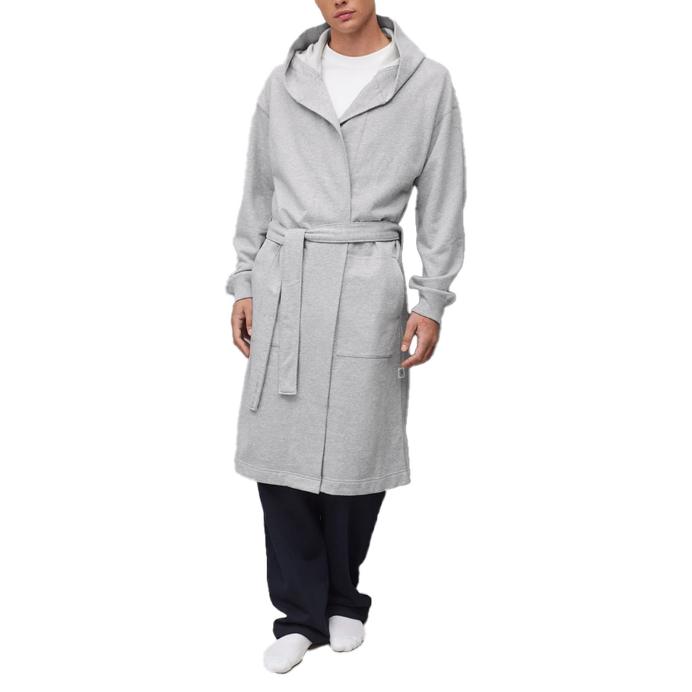 MIDWEIGHT TERRY RELAXED HOODED ROBE HEATHER GREY