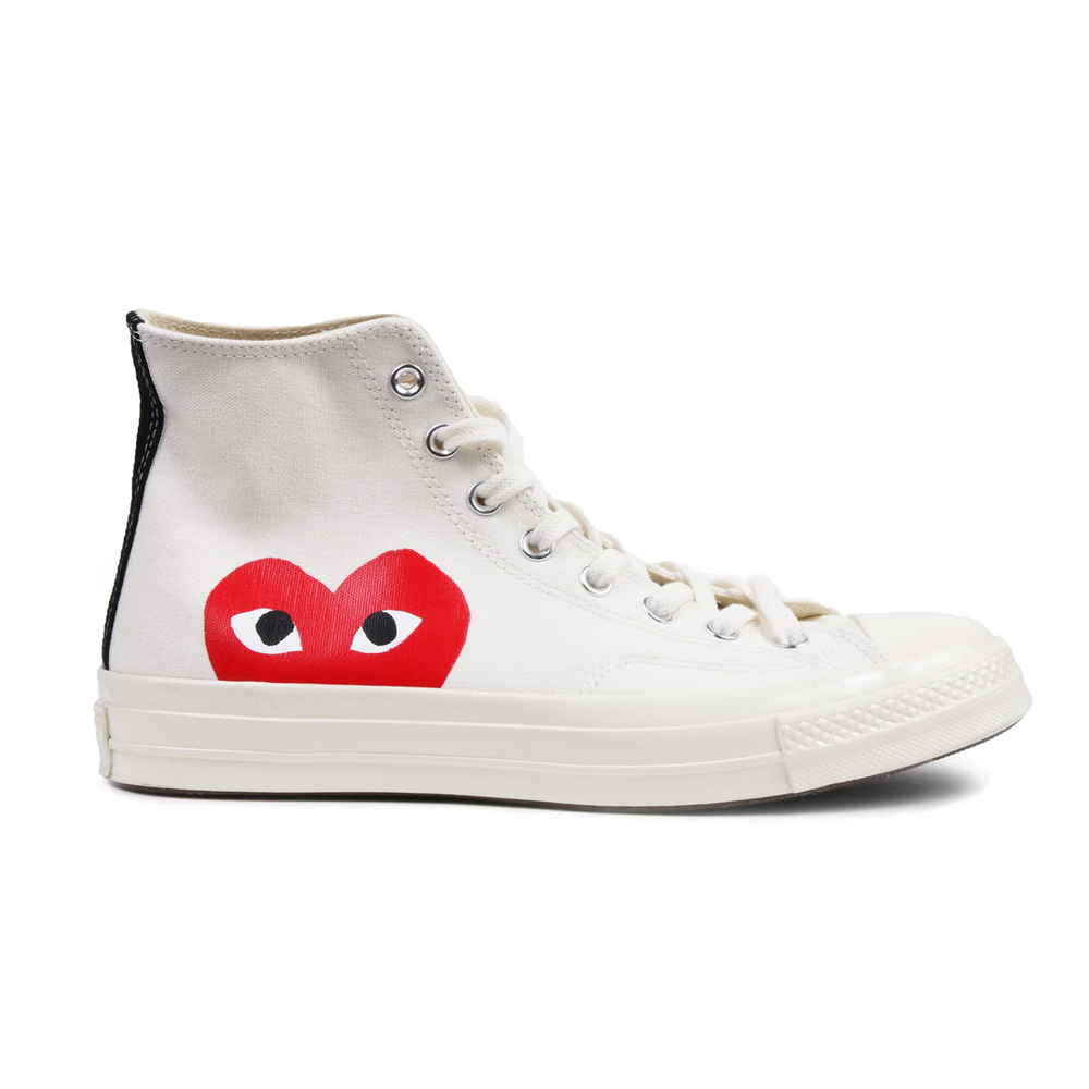 CDG PLAY CONVERSE CHUCK TAYLOR ALL STAR 70 HI WHITE