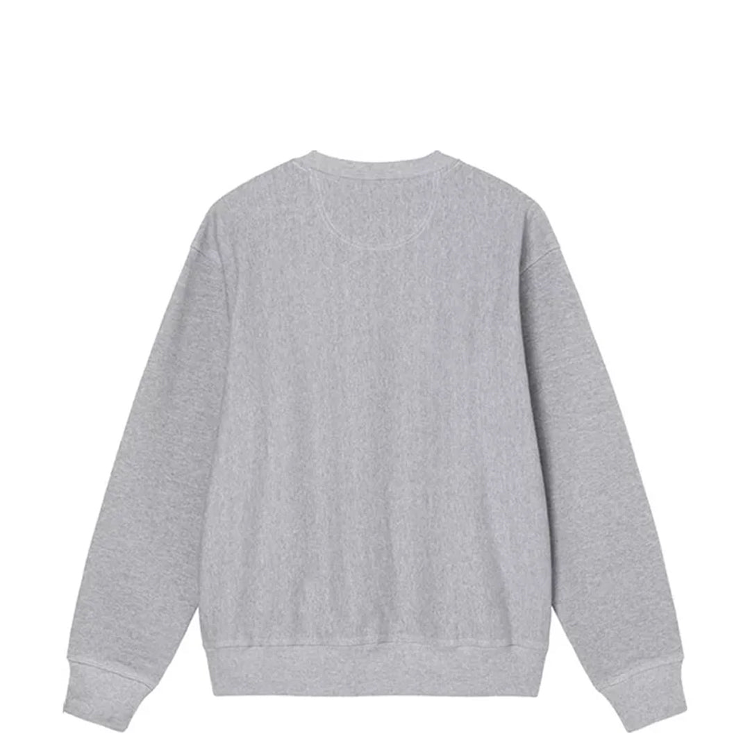 CONTRAST STITCH LABEL CREW GREY HEATHER