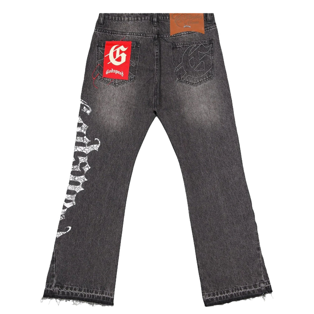 OG LOGO FLARED DENIM WASHED GREY