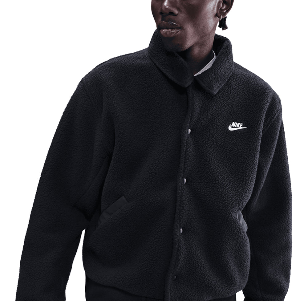 SPORTSWEAR CLUB HIGH-PILE SHERPA COACH JACKET BLACK – NRML