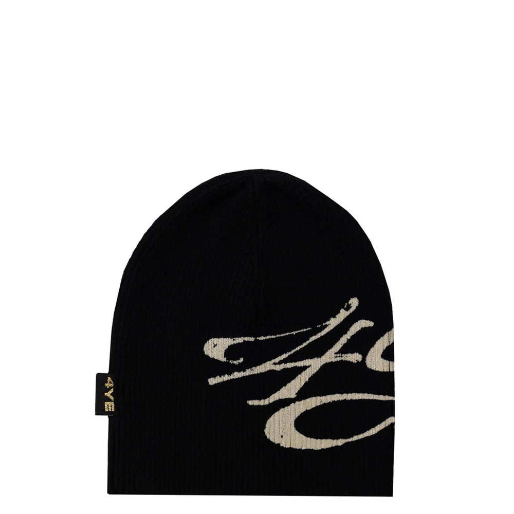 SIGNATURE RIBBED BEANIE BLACK/ WHITE