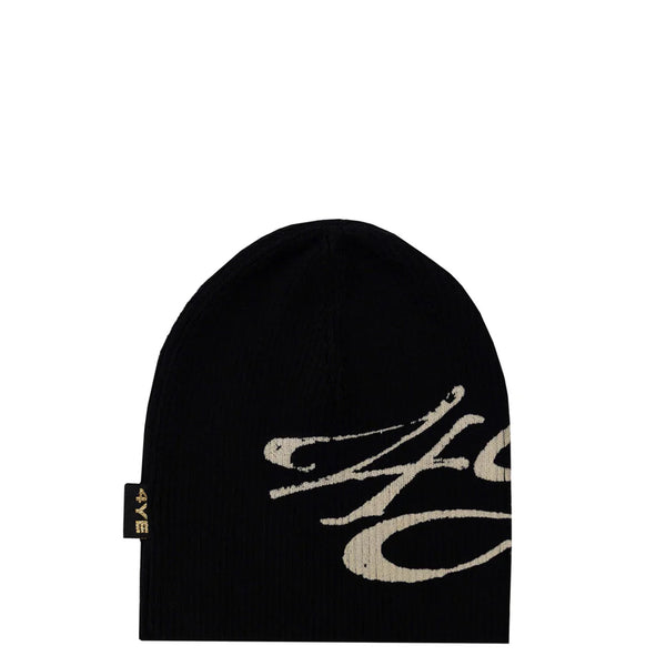 SIGNATURE RIBBED BEANIE BLACK/ WHITE