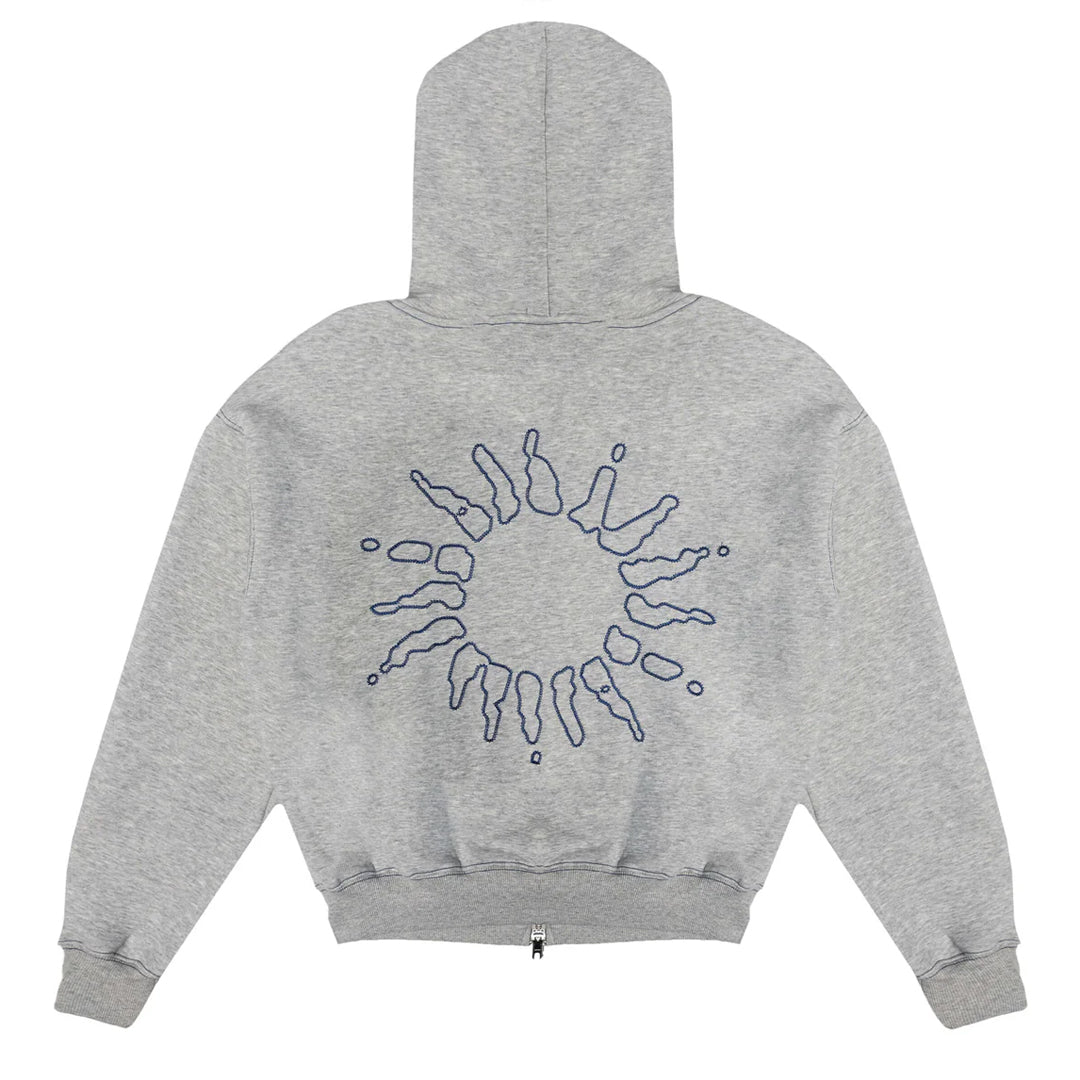SIGNATURE ZIP HOODIE LIGHT HEATHER GREY/ NAVY – NRML