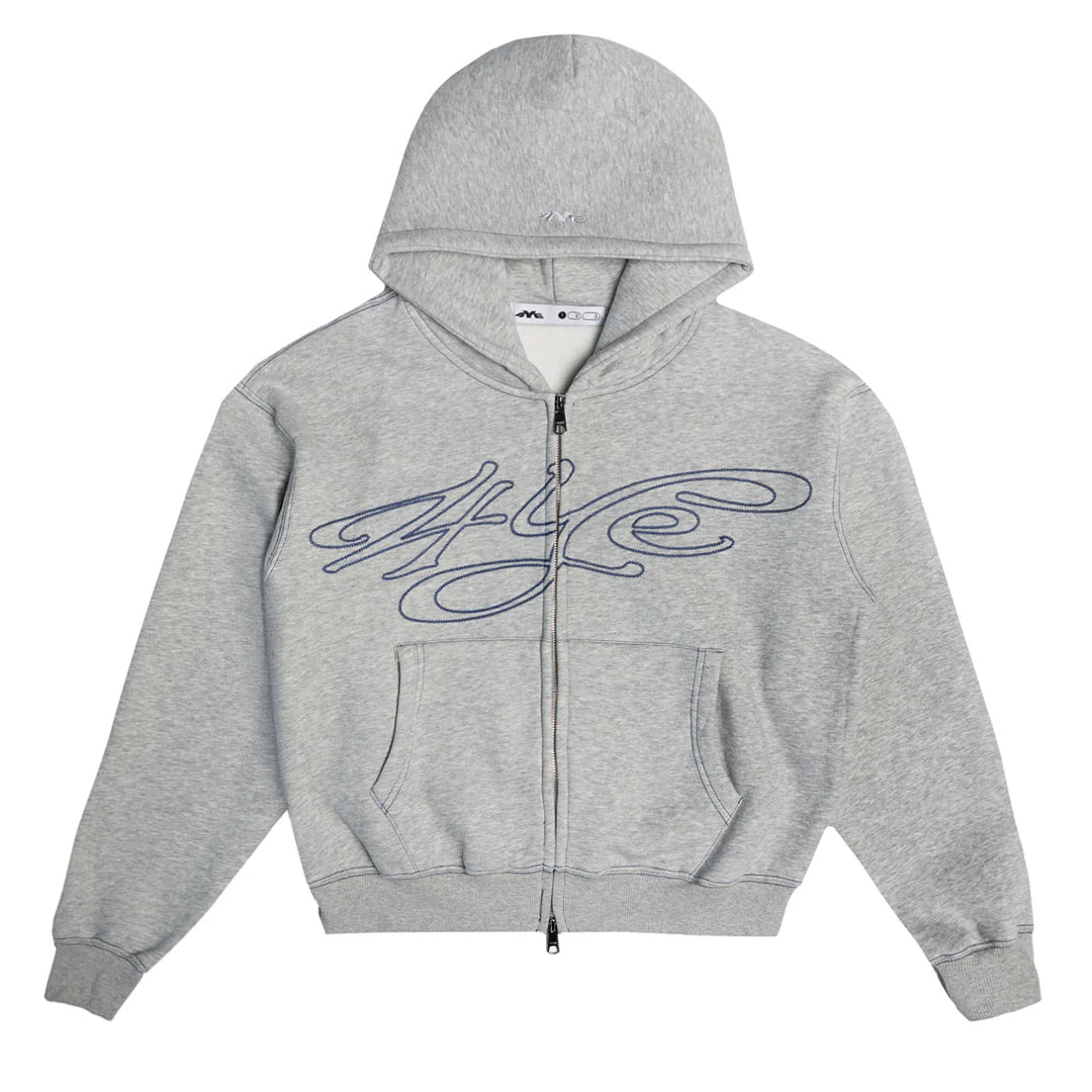 SIGNATURE ZIP HOODIE LIGHT HEATHER GREY/ NAVY – NRML