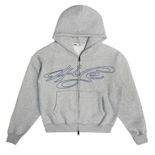 SIGNATURE ZIP HOODIE LIGHT HEATHER GREY/ NAVY
