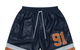 STADIUM LEATHER SHORTS NAVY/ORANGE/ECRU