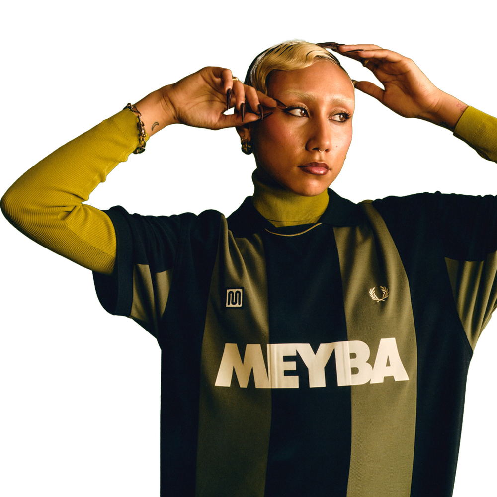MEYBA X FRED PERRY CUT AND SEW POLO BLACK & GREEN