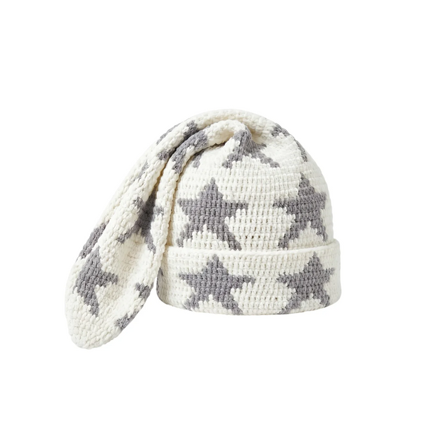 STAR CROCHET SOCK HAT GREY