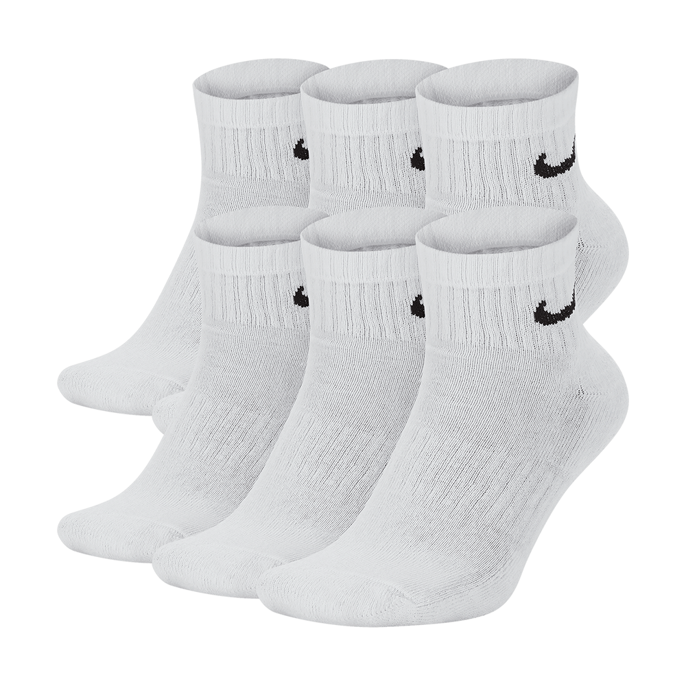 NIKE EVERYDAY CUSHIONED ANKLE SOCKS WHITE / BLACK
