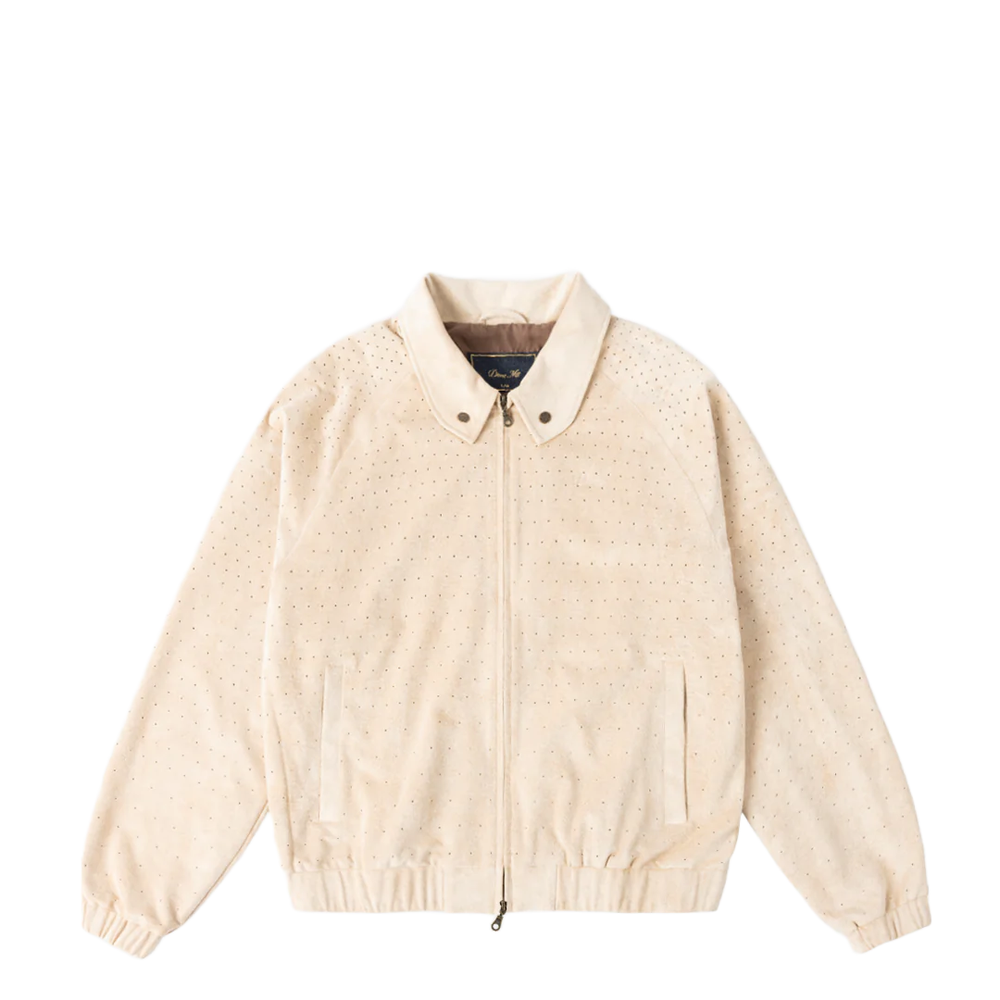 PERFORATED FAUX SUEDE JACKET TAN
